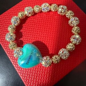 Tiffany & Co. Gold and Blue Heart Bracelet